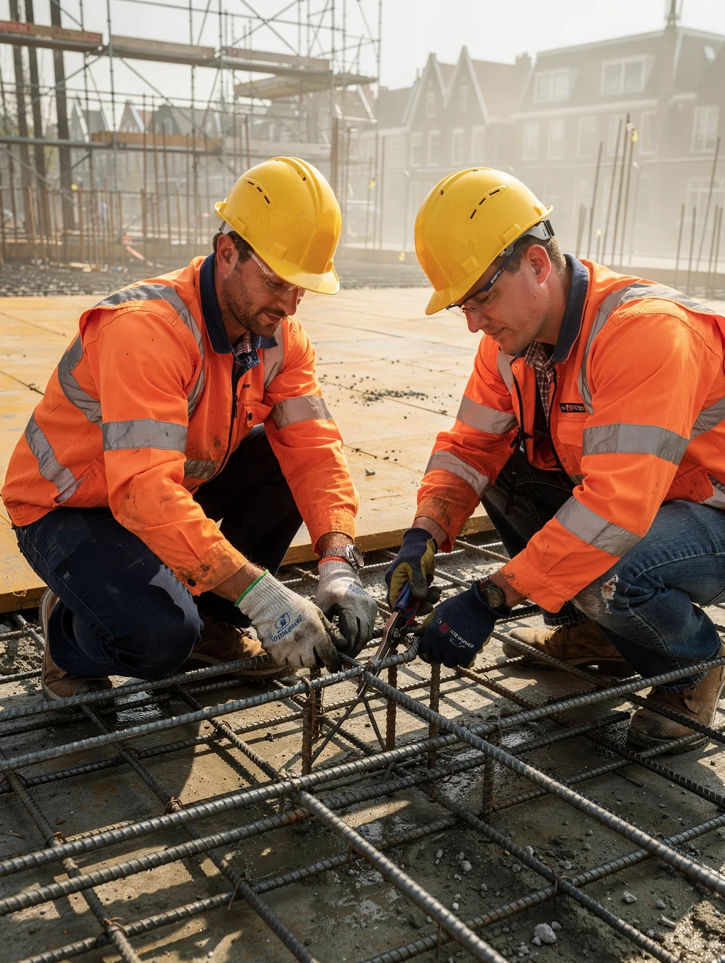 Bouwplaats in uitvoering met vakmensen van Mutlu Betonstaal B.V.